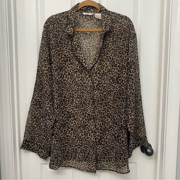 Secret Treasures Long Sleeve Cheetah Print Sleep Shirt XXXL - Picture 1 of 12